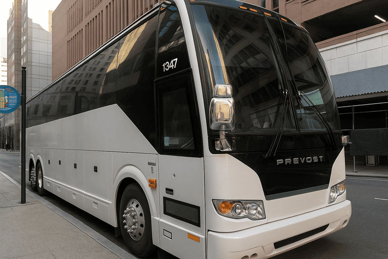 a Fayetteville Minibus Company coach bus