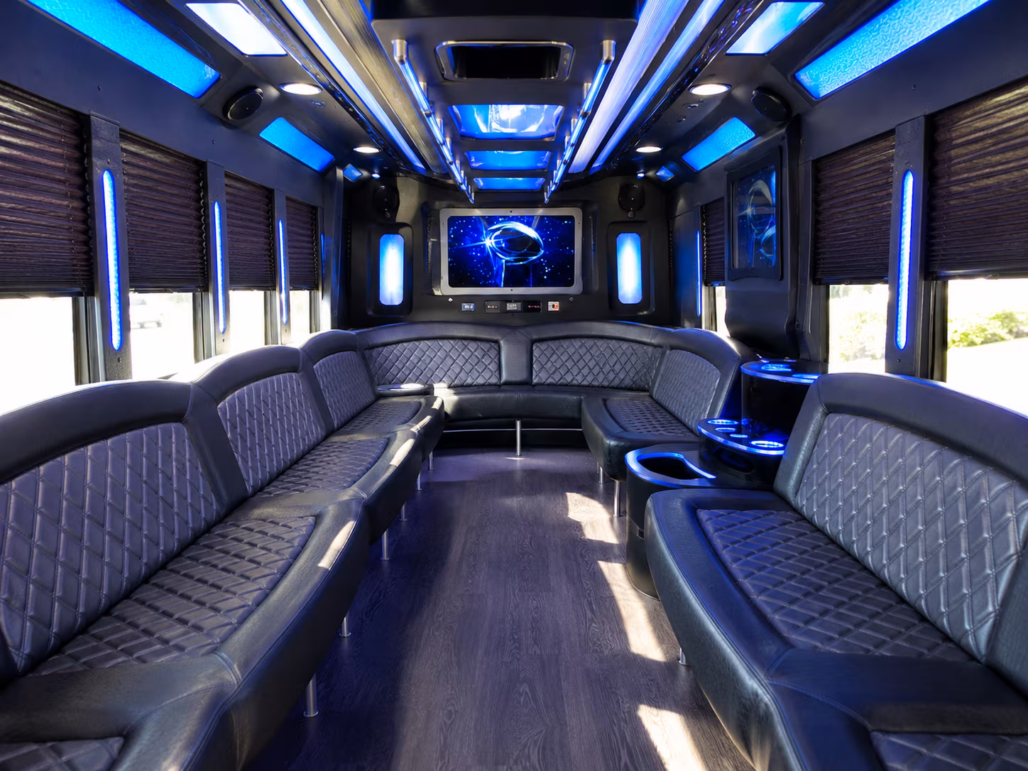 fayetteville 28 passenger party bus inside